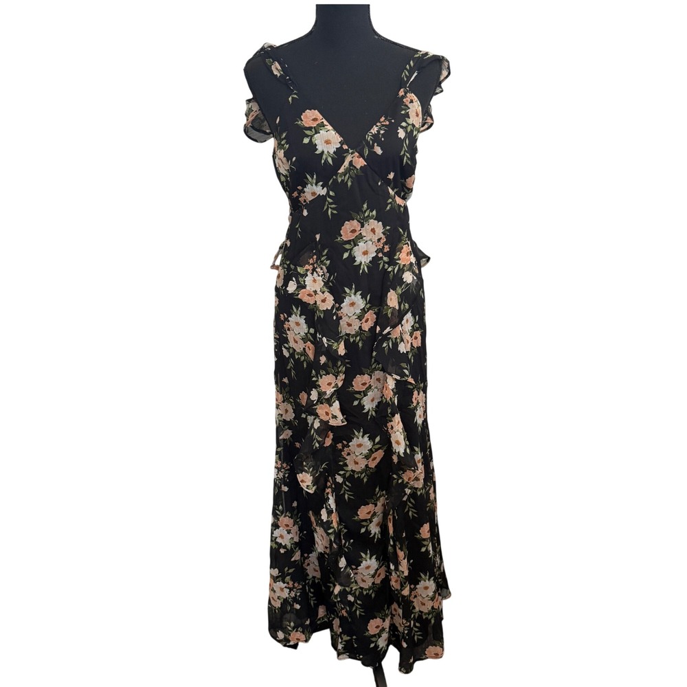 Old Navy The Occasion Womens Dark Floral Fairy Whimsigoth Babydoll Maxi Dress 0